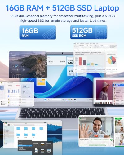 Image of 15.6 inch Laptop Computer, 16GB RAM 512GB SSD, Business & Student