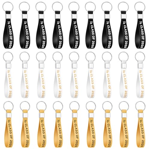Tniytru 2026 Graduation Silicone Keychain 30 Pack | 3 Colors Black Gold White | Class of 2026 Graduation Gifts for College High School Graduates Teachers Graduation Party
