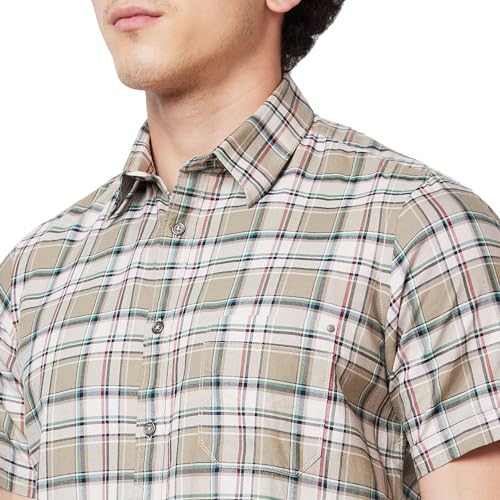 Image of Spykar Men's Regular Fit N /A Half Sleeve Checked Casual Shirts