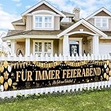 Tasoraor Ruhestand Deko Rente Banner - Schwarz Gold Abschiedsparty Dekoration Gartenbanner 274 x 37 cm, Lustige Dekorationen für Abschiedsfeier und Pensionierung Männer Frauen