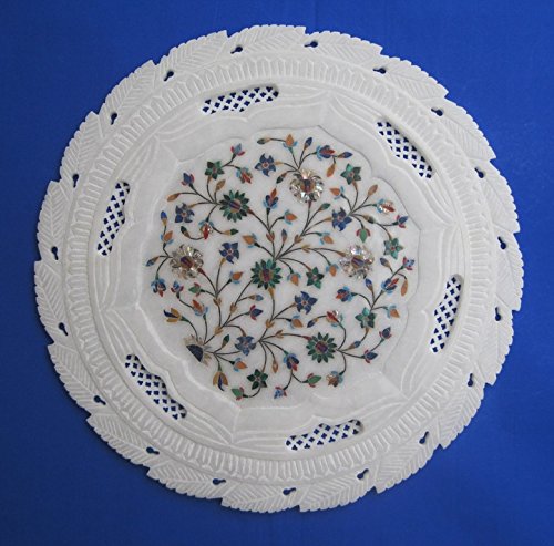 Amazon.co.jp: 白い大理石象嵌 Pietra Dura プレート 12インチ 