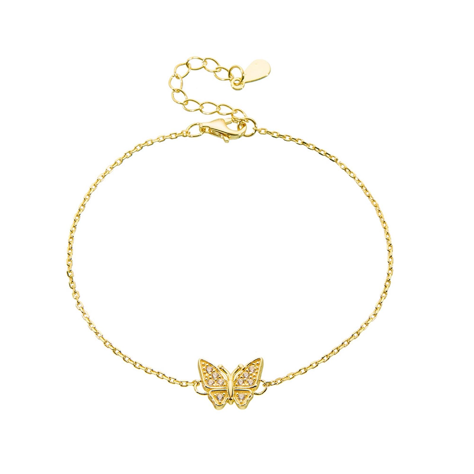 Pulseras de mariposa para mujer a la moda con diamantes, pulsera de promesa para novia, PT950 y oro blanco y amarillo de 9K/14K/18K