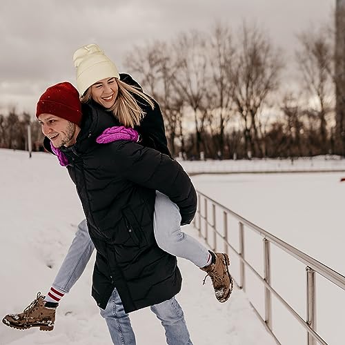 Image of ZOORON 1&2 Packs Beanie for Men Women Men's Beanie Hat Acrylic Knit Cuff Beanie Cap Slouchy Knit Skull Cap Warm Winter hat
