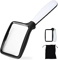 Vista 1 de Folding Handheld Magnifying Glass with Light, 3X Large Rectangle Reading Magnifier with Dimmable LED for Macular Degeneration Seniors Reading