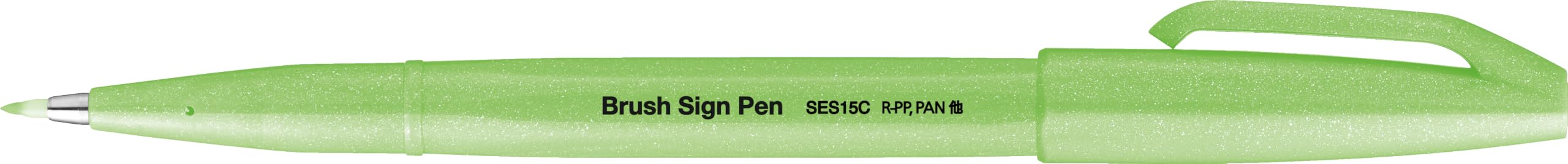 Pentel SES15C-FKX Brush Sign Pen neonowo-zielony, długopis z włókien, końcówka przypominająca pędzel, 10 sztuk