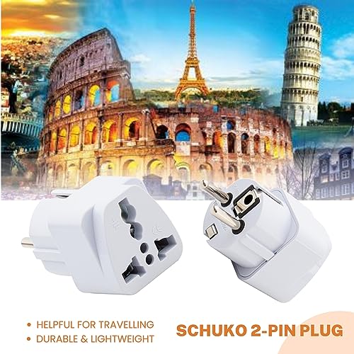 Image of Hi-PLASST India to Europe Converter Plug, Germany Travel Adapter (Pack of 10) Type E /Type-F Universal Socket with Schuko Pin Power Plug, 2pin to 3pin South Korea • France • Europe • Russia