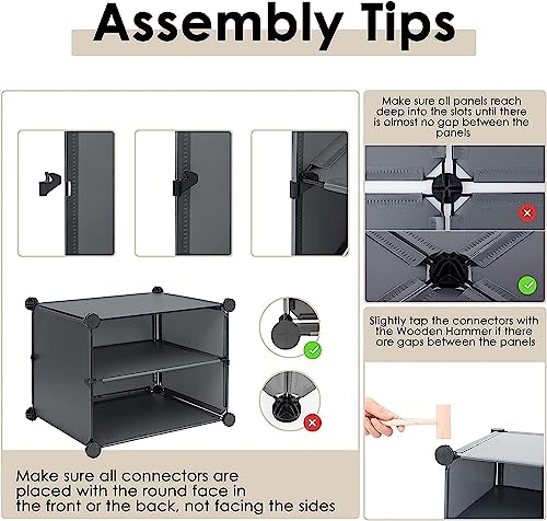 Image of Plastic Shoe Rack for Home with Door | 6-Shelf DIY Shoe Cabinet Organiser | Stores 12 Pairs | Foldable & Waterproof Shoe Stand for Entryway, Bedroom (Black, 2-Door)