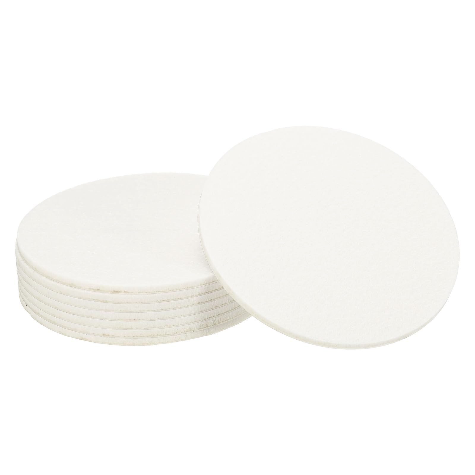 sourcing map 8Pcs Non Slip Felt Furniture Pads, 140mm Round Self Adhesive Felt Bumpers Noise Reducing Furniture Feet Floor Protector for Chairs Tables Furniture Legs (White 5mm Thick) — image 1