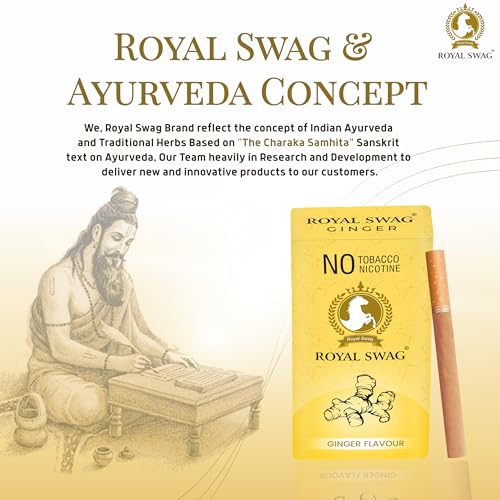 Image of ROYAL SWAG Natural Herbal Ginger, PAAN Flavour (20 Sticks) 100% Tobacco-Free and Nicotine-Free Ayurvedic Herbs Clove, Tulsi, and More | Free From Additives and Chemicals