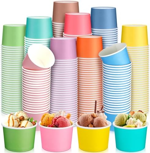 Ice Cream Sundae Cups 100-Piece Disposable Paper Dessert Ice Cream Yogurt Bowls - View #3