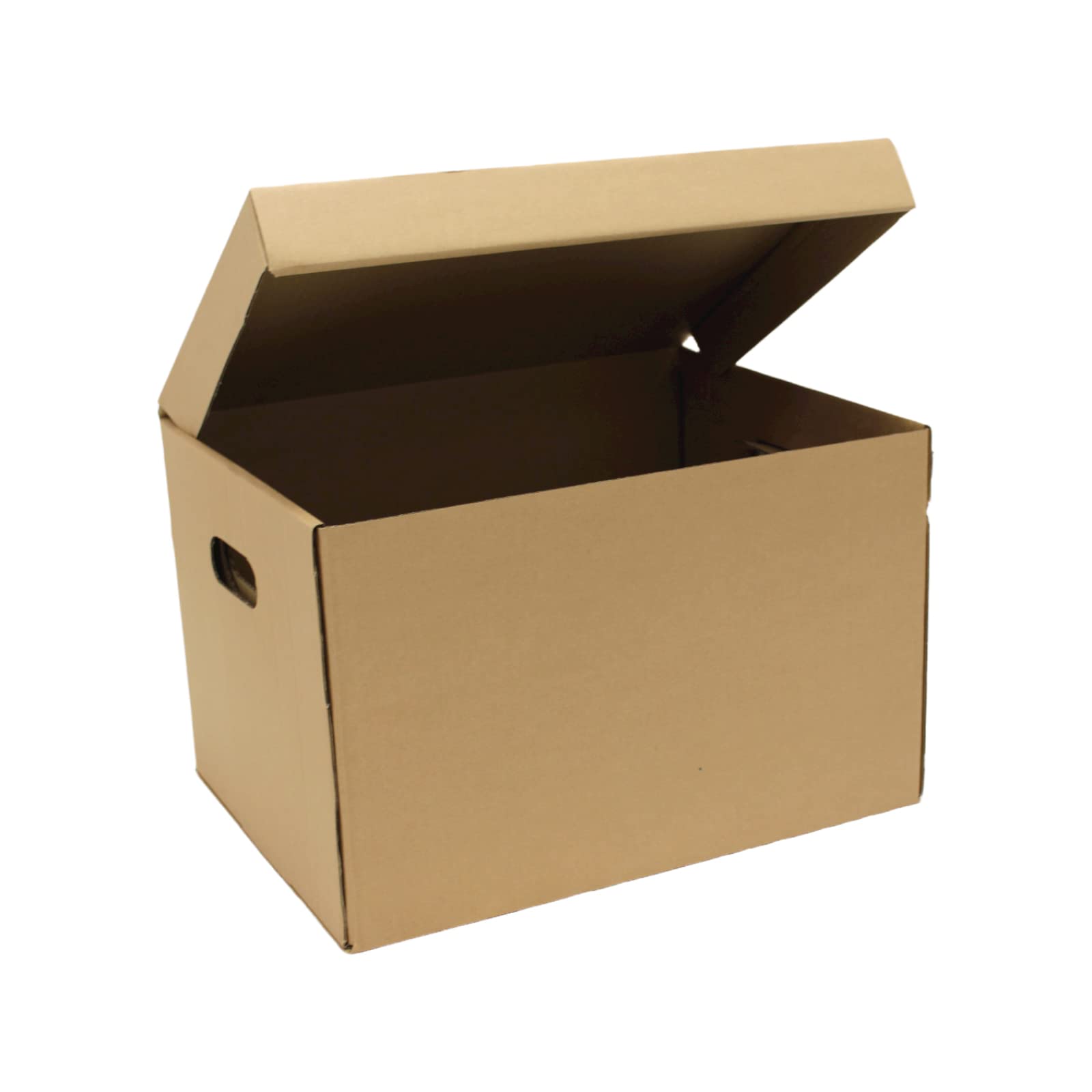 Sunrise Packaging 10 x Strong A4 Archive Cardboard Storage Filing Boxes With Hinged Lids - Eco-Friendly Flatpacked Document File Folder Packaging Office Supplies Box Size 15" x 12" x 9"