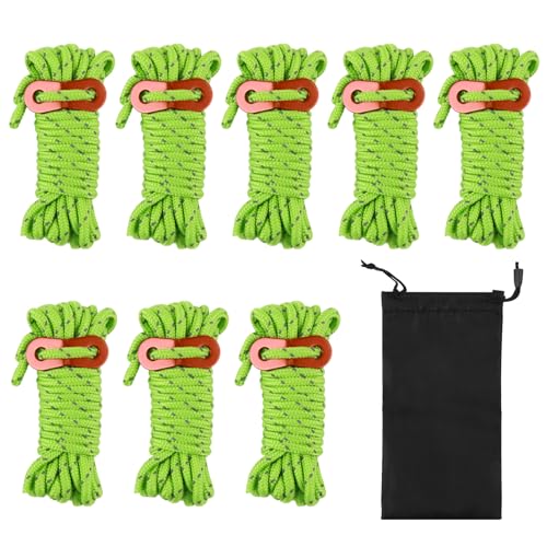 8PCS Cuerdas de para Tienda de Campaña con Tensores Reflectantes, Cuerdas Reflectantes, Resistentes y Ajustables, para...
