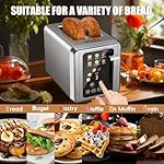 WHALL Touch Screen Toaster 2 Slice, Stainless Steel Digital Timer Toasters with Sound Function, Smart Extra Wide Slots Toaster with Bagel, Cancel, Defrost (silver) - Image 4
