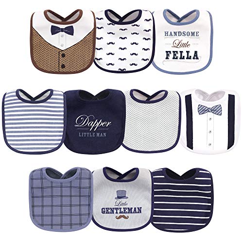 Image of Little Treasure Unisex Baby Cotton Bibs, Handsome Fella, One Size