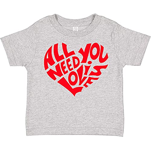 inktastic All You Need is Love Red Heart Shape Toddler T-Shirt 2T 0060 Heather Grey 28a02