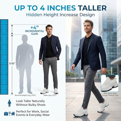 Image of Height Increasing Shoes, Hidden Height Increase Shoes with Arch Support, Breathable Mesh Lightweight Athletic Casual Shoes
