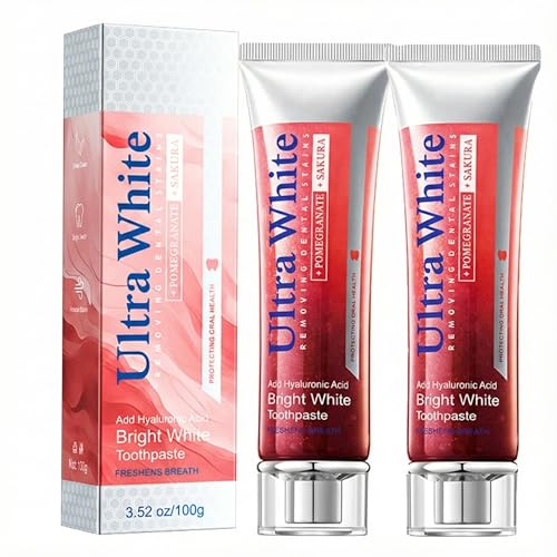 Pomegranate Anti-Aging Dental Serum Toothpaste with Hyaluronic Acid, Probiotic Nighttime Gum Repair & Dry Mouth Relief, Antioxidant Oral Care by WAYFENGLI 3.52oz (2 Pack)