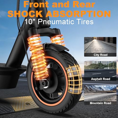 Image of G02 Electric Scooter with Seat for Adults, Dual Suspension, 21 MPH Top Speed, 500W Motor, 28 Miles Long Range, 10-inch Solid Tires Commuter E-Scooter for Adults and Teens