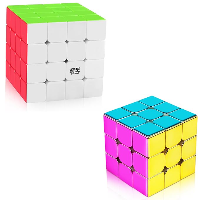 D-FantiX QYTOYS Qiyuan S 4x4 Speed Cube & Mirror Reflective Magnetic Speed Cube 3x3x3