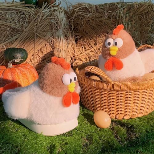 BIBOKAOKE süße 3D -Cartoon -Hühner -Pantoffeln Plüsch Hausschuhe bequeme rutschfeste Slipper mit dicker Sohle Winter Tier Baumwoll Pantoffeln Erntedankfest Urlaubsgeschenke