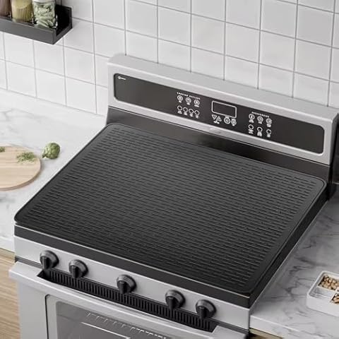 Stove Top Covers For Electric Stove, Heat Resistant for Electric, Stove Top Cover, Glass Cooktop Protector, Dish Drying Mats for Kitchen, Silicone Stove Mat for Glass Top Stove(Black,28 x 20 inch) Cover