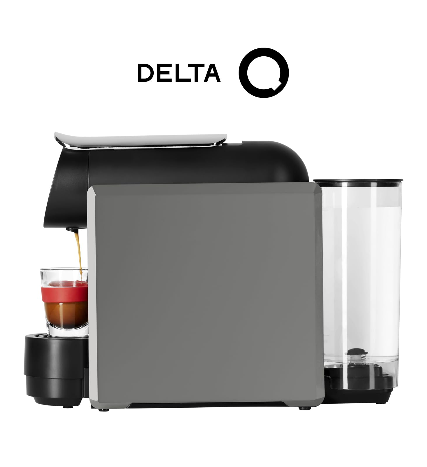 Delta Q Máquina de cápsulas MiniQool Gris, 19 Bares de Presión, Depósito 0,6 L, Incluido 2 x 40 Cápsulas Intensidad 10 y 10 Cápsulas Descafeinadas