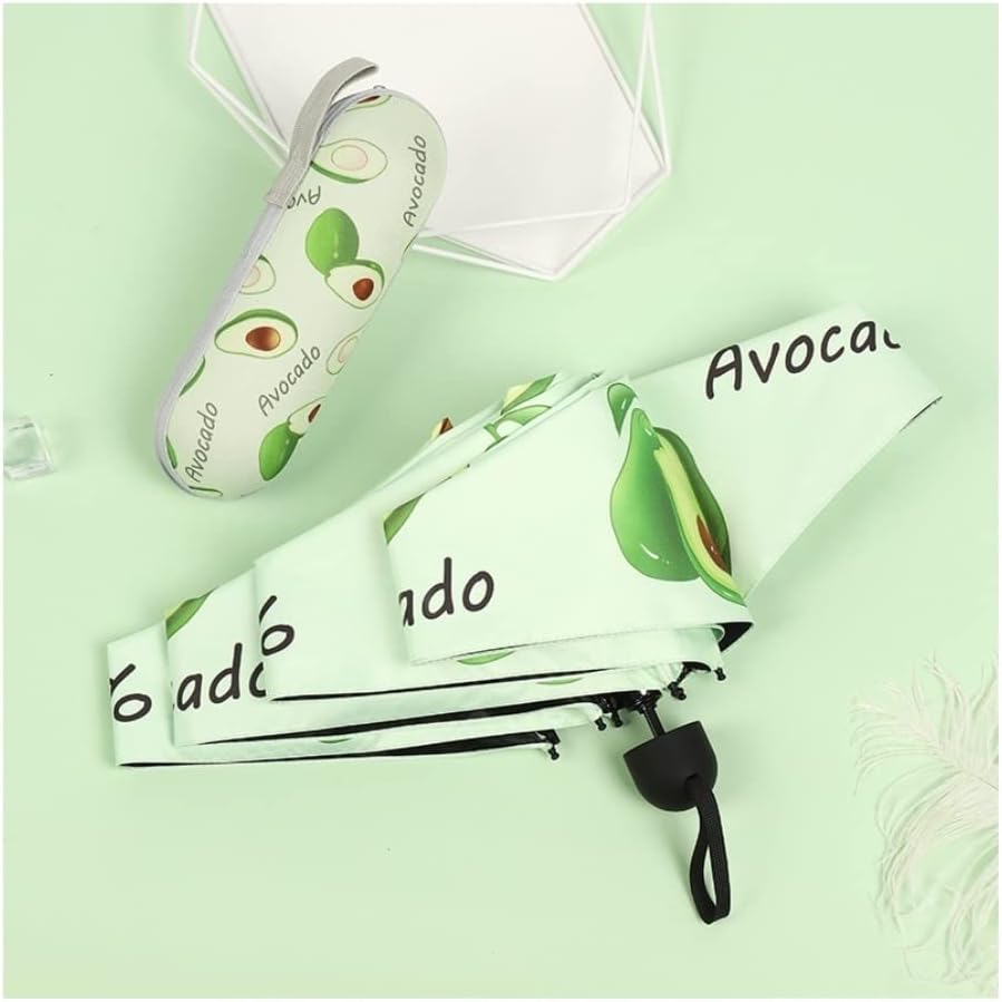 Portable Umbrella for Travel Cute Fruit Shape Female Umbrella Vinyl Sunscreen and UV Protection Windproof Rain Umbrella Umbrella Outdoor(Avocado)