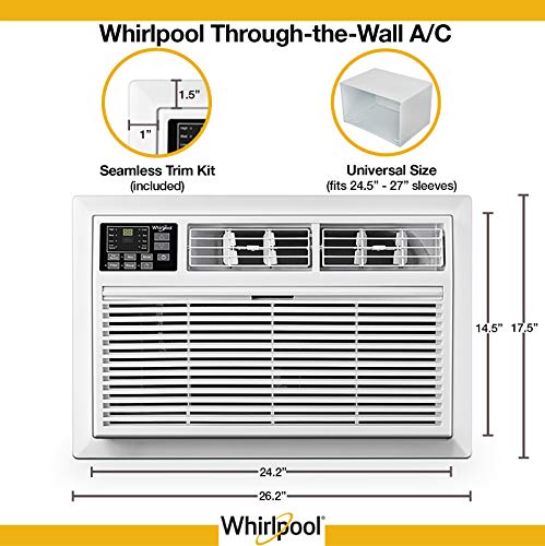Image of Whirlpool 10,000 BTU 230V Through-The-Wall Air Conditioner & Dehumidifier with Remote Control, Wall AC Unit for Apartment, Living Room & Medium /Large Rooms up to 550 Square Feet in White
