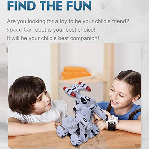 YARMOSHI Transforming Robot Truck 2 in 1 Action Figure This Remote Control Fighter Toy has a USB Connection for Easy Charging. Made of Safe, Sturdy Materials, (White Space Car)