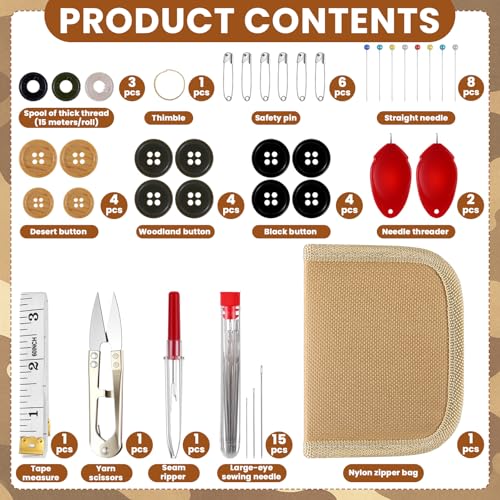 Suncalla 1 Pack Military Survival Sewing Kit Travel Emergency,Brown - Image 3