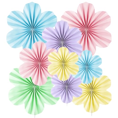 9 PCS Abanico de Flores de Papel, Abanico de Flores Tridimensionales Colgantes en Primavera y Verano, Adecuado para Decoración de Papel de Fondo de Ventana de Fiesta de Cumpleaños de Boda