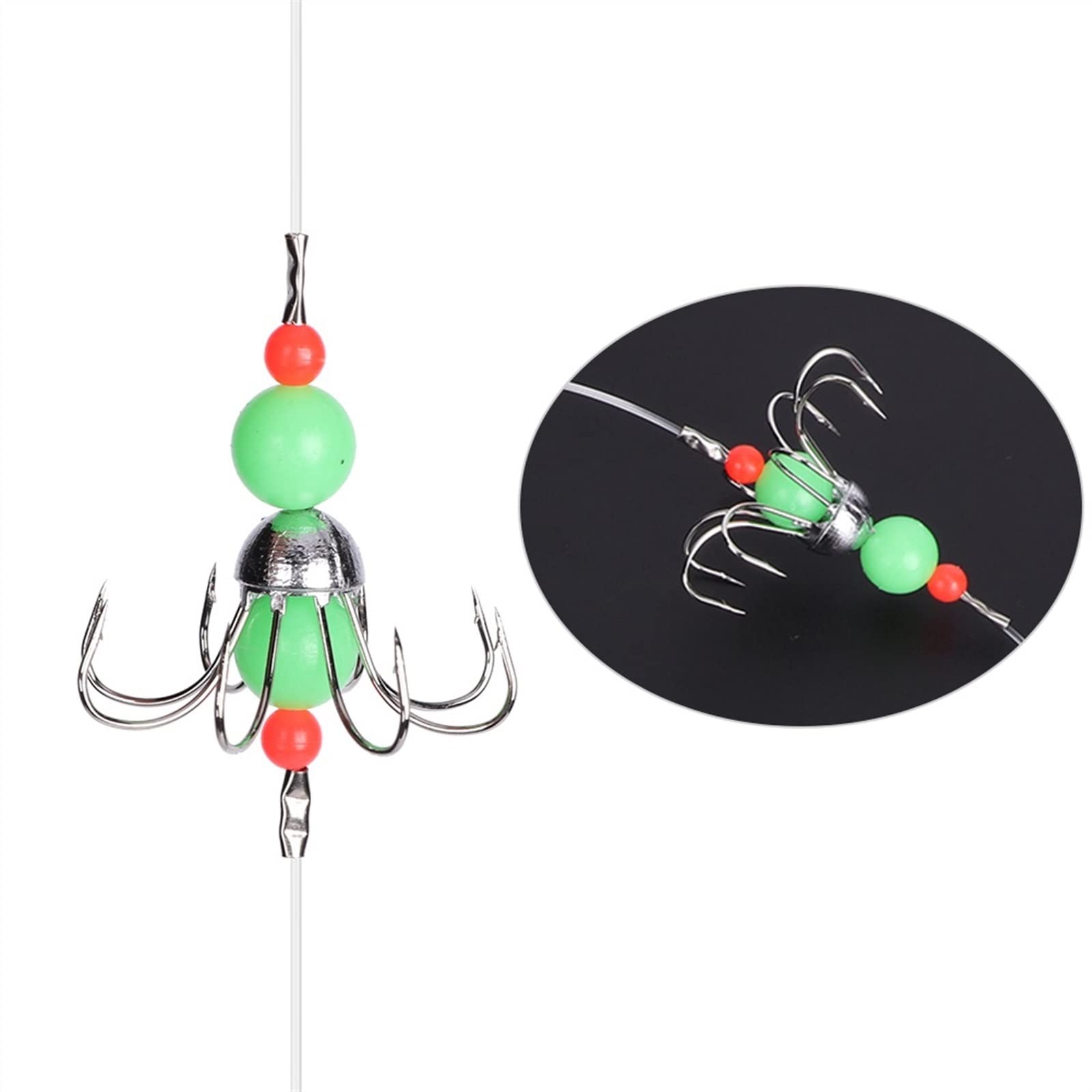 Ami da Pesca Luminoso Calamari Stringa Gancio Polpo Amo da Pesca 8 Artigli Spinato Amo da Pesca Fluorescenza Notte Amo da Pesca Linea Affronta Accessori Gancio da Pesca
