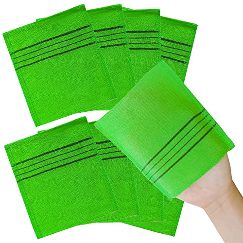 NOPIGO 8 pcs Korean Exfoliating Bath Washcloth /Korean Body Scrub Italy Towel (green8)