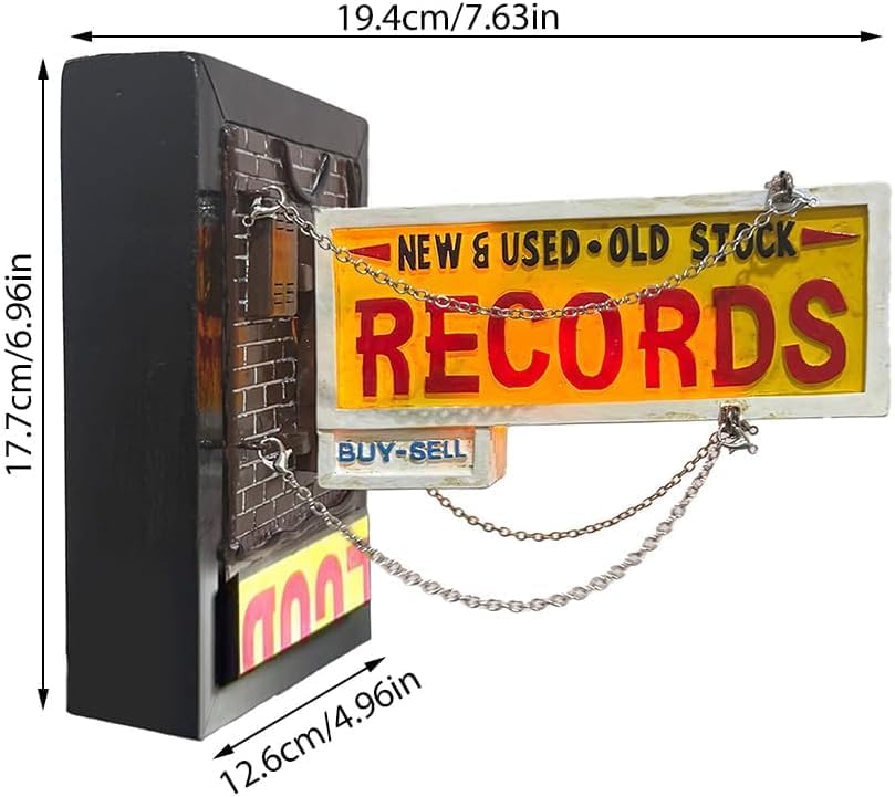 Record Store Retro Wall Light, Vintage Vinyl Record Wall Decor, Music Lover Gift, Retro Room Aesthetic, Record Collector Gift - Image 3