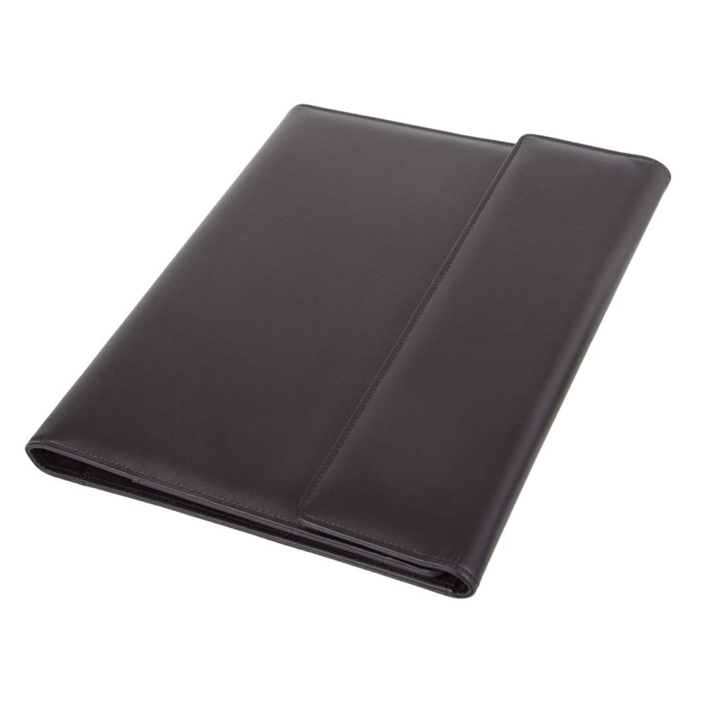 Alassio 30068 Ring Binder Folder DIN A4 Salvo Imitation Leather, Writing Case in Black, Organiser Folder, Approx. 33 x 27 cm, conference folder with pad, slip pocket