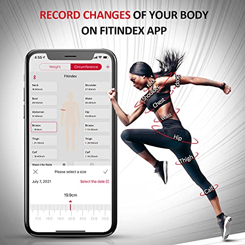 Smart Body Tape Measure, FITINDEX Bluetooth Digital Measuring Tape for Body, Soft Sewing Tape, with LED Monitor Display, Lock Pin, Retractable Button, Fitness Body Measurement via Phone App