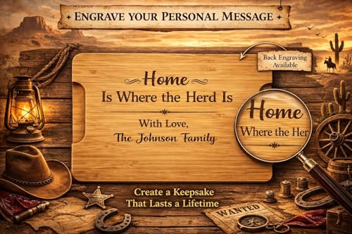 Tabla de Cortar Personalizada con Temática Vaquera, Tablas para Charcutería Cowboy y Cowgirl, Bloques para Picar Occidentales, Accesorios para Cocina de Vaqueros, Tabla para Cortar Caballos Personalizada, Cocina para Cowgirls miniatura 2