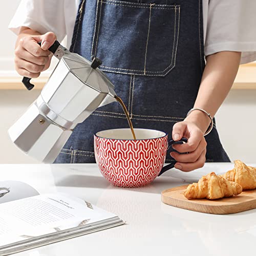 Selamica Coffee Mugs Set Of 4, 24 Oz Jumbo Soup Mugs With Handles, Ceramic Coffee Cups For Cereal Latte Tea Milk Cappuccino, Dishwasher & Microwave Safe, Assorted Colors #TOP5