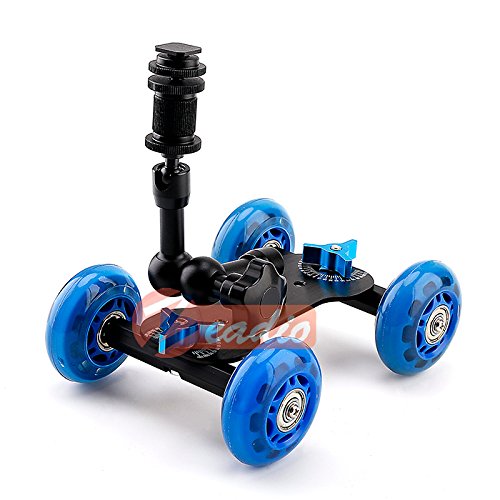 Zeadio 7 "Magic Arm Tabletop tragbare Skater Dolly Triebwagen Kits für alle LCD-Feldmonitor, Canon Nikon alle Video DSLR-Kamera Rig, Blitzlicht, Mikrofon (blau)