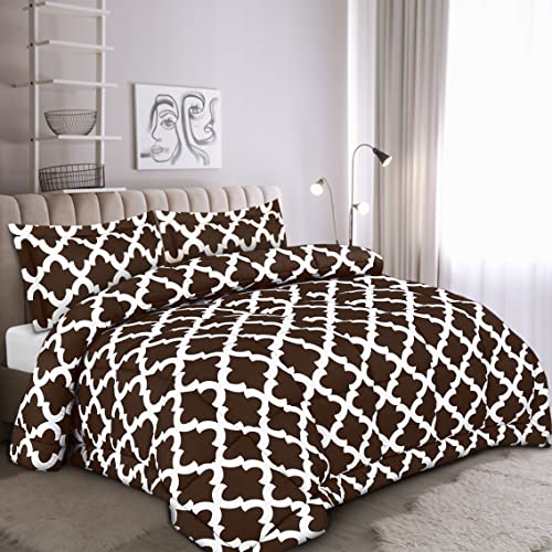Utopia Bedding - Comforter Set With 2 Pillow Shams - 3 Pieces Bedding Comforter Sets - Down Alternative Comforter - Soft And Comfortable - Machine Washable, Quatrefoil Chocolate, King #TOP6