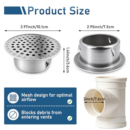 Aération extérieure chaudière bouchon terminaison tuyau PVC 7,6 cm