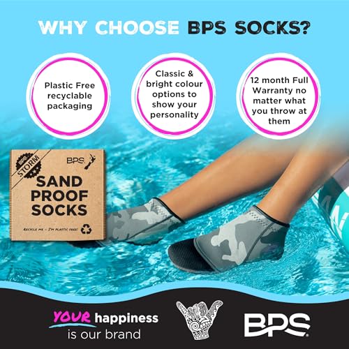 Image of BPS 'Aqua Series' 3mm Neoprene Water Socks for Sand, Beach, Soccer, Volleyball, Wetsuit Booties