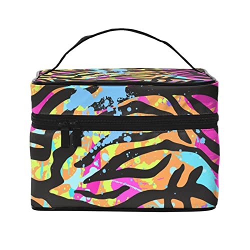 ヒョウ柄 カラフル 化粧ポーチ メイクポーチ 収納ケース トラベルバッグ 化粧バッグ 化粧道具 化粧品 小物入れ 収納 旅行用 出張用