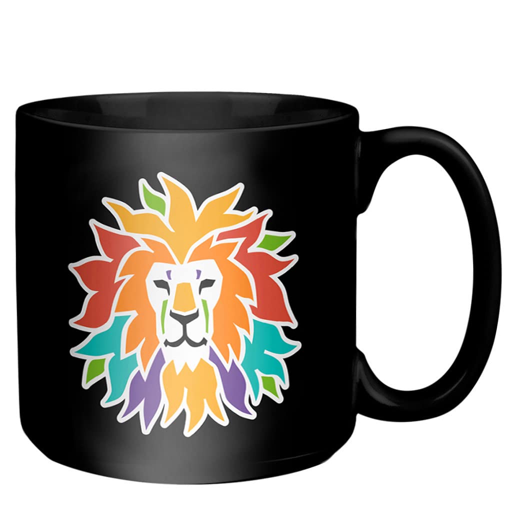 Amazon.com | San Diego Zoo Colorful Lion Head Jumbo Mug, 20 oz Matte Black  Ceramic Mug, Screen Printed Rainbow Colored Lion Head Design: Coffee Cups &  Mugs