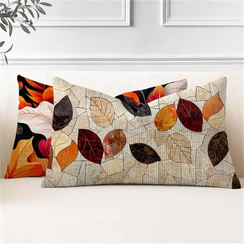 Fundas Cojines Naranja quemado Cojines Rectangulares Grandes 60x120,Cojin Exterior Impermeable Planta Fundas Almohada,Doble Cara Funda Cojin in Lino para Sofa Jardín Banco Coche Terraza,2 Piezas J2-14