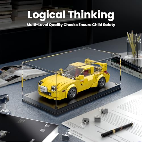 Image of Mould King Technik 27016 Speed Champion RX-7 Racing Car Building Blocks Kit Initial D Sports Car Clamping Blocks with Acrylic Display Case Model Cars for Collecting (329 Pieces)
