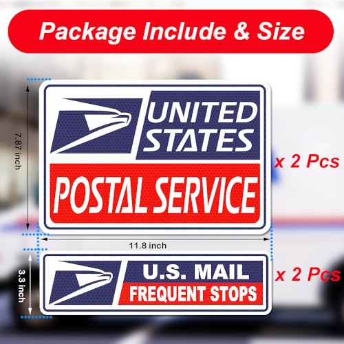 Image of 4 Pack Reflective Rural Mail Delivery Magnets, Professional U.S. Driver Magnetic Signs, Rural Delivery Carrier Magnets Decal Waterproof Magnetic Bumper Stickers - 30 Mil Thicknesses