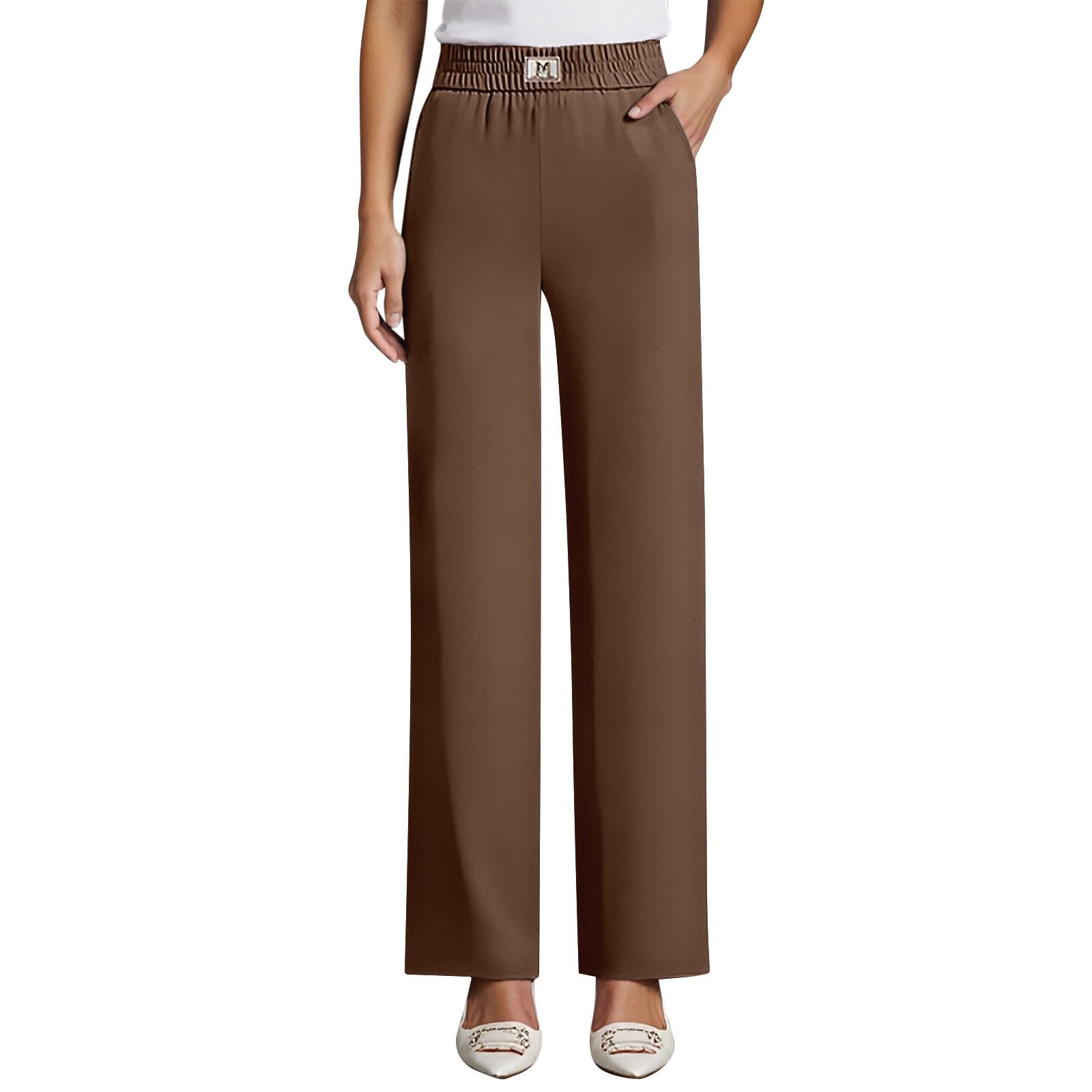 Misease Pants for Women Heracomfy Glamorease Drape High Rise Pull-On Stretch Pant