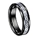 Queenwish 6mm Black Tungsten Carbide Ring Silvering Celtic Dragon Blue Carbon Fibre Wedding Band Size 7.5
