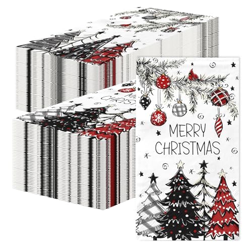 Christmas Napkins Paper,80pcs Christmas Guest Napkins Xmas Tree Disposable christmas Dinner Napkins for Winter Themed Guest Towels Disposable Bathroom Supplies